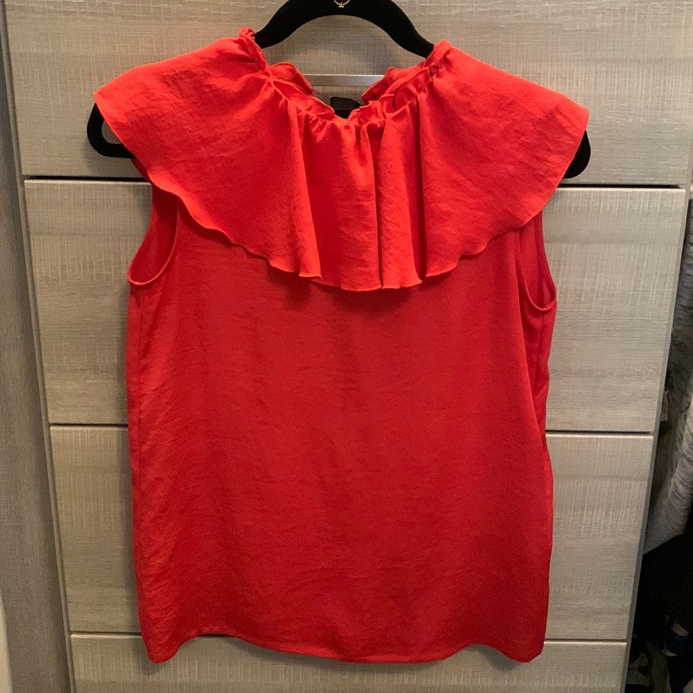 Maje Red Ruffle Top with Black Bow - Size 1